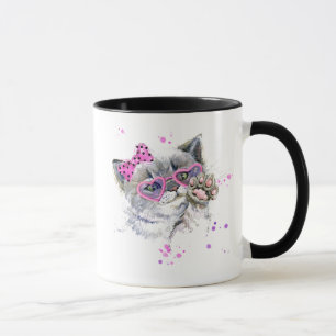 Niedliches Watercolor-Kätzchen Tasse