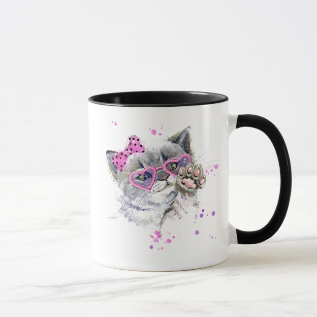 Niedliches Watercolor-Kätzchen Tasse (Rechts)
