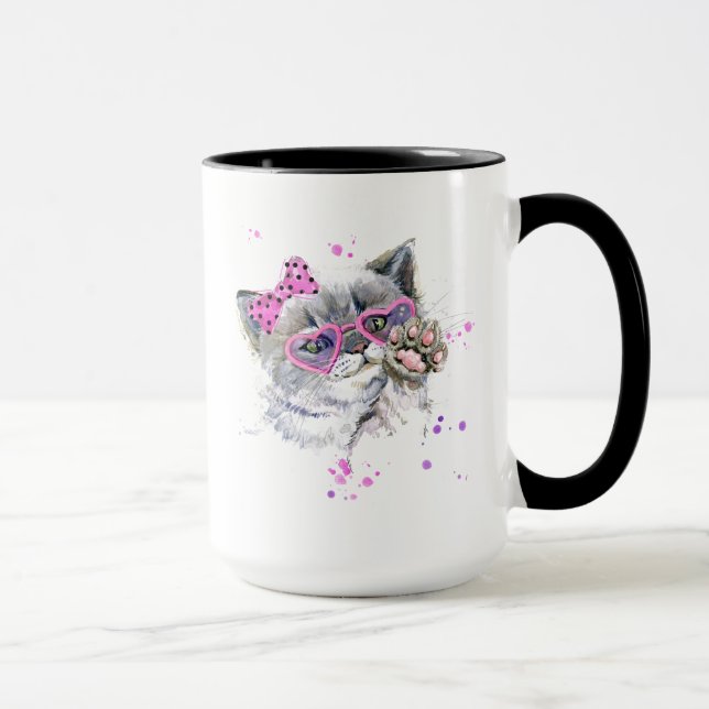 Niedliches Watercolor-Kätzchen Tasse (Rechts)