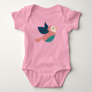 Niedliches Watercolor Little Bird Cartoon Baby Baby Strampler