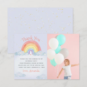 Niedliches Watercolor Rainbow Birthday Party Foto Dankeskarte