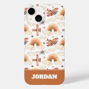 Niedliches Watercolor Rainbow-Flugzeugmuster Case-Mate iPhone 14 Hülle