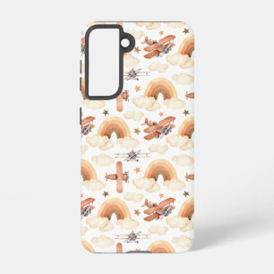 Niedliches Watercolor Rainbow-Flugzeugmuster Samsung Galaxy Hülle
