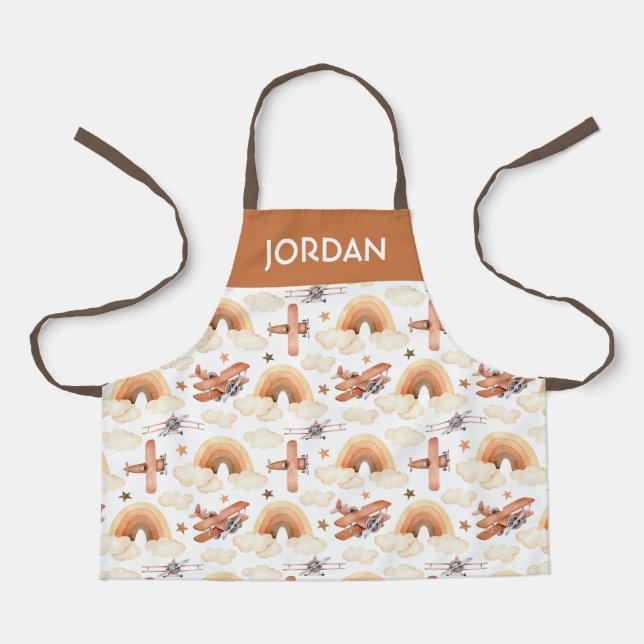 Niedliches Watercolor Rainbow-Flugzeugmuster Schürze (Vorderseite)