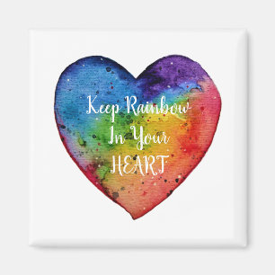 Niedliches Watercolor-Regenbogen-Herz Magnet