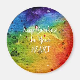 Niedliches Watercolor-Regenbogen-Herz Magnet