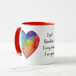 Niedliches Watercolor Regenbogen-Herz Tasse