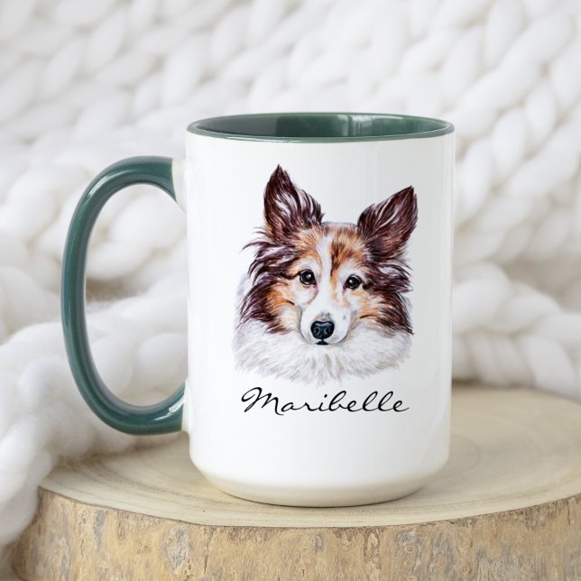 Niedliches Watercolor Shetland Sheepdog Sheltie Pe Tasse (Von Creator hochgeladen)
