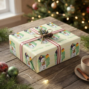 Niedliches Watercolor Snowman Wrapping Paper Geschenkpapier