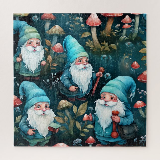Niedliches Watercolor Whimsical Gnome Puzzle (Vertikal)