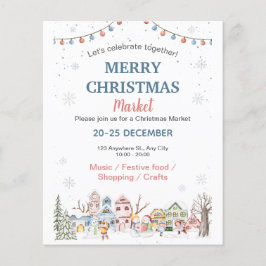 Niedliches Watercolor Winterurlaubsmarkt Flyer