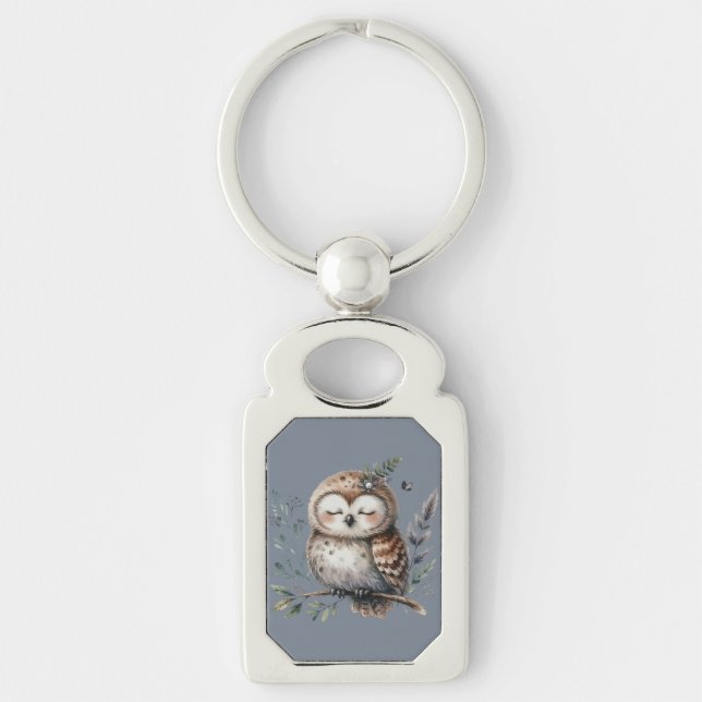 Niedliches Waterfarbe mit Blumenwaldstil Schlüsselanhänger (Vorderseite)