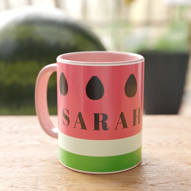 Niedliches Watermelon Fruchtsamen Custom Kaffee Ta Tasse (Pink and green should be seen on your next coffee mug. Just add your name!)
