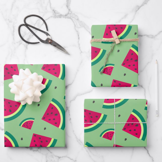 Niedliches Watermelon-Muster Geschenkpapier Set (Vorderseite)