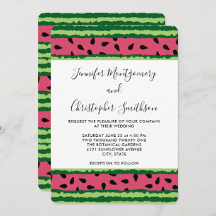 Niedliches Watermelon-Muster Pink & Green Wedding Einladung