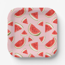 Niedliches Watermelon Muster Pink Kids Party Pappteller