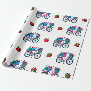 Niedliches Weihnachten Fahrrad Feiertag Rosa blaue Geschenkpapier