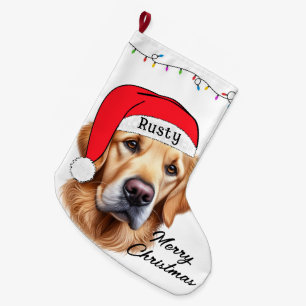 Niedliches Weihnachten Golden Retriever Großer Weihnachtsstrumpf