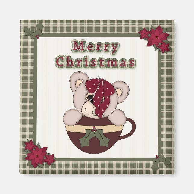 Niedliches Weihnachten Karierter Muster Border & T Magnet (Vorne)