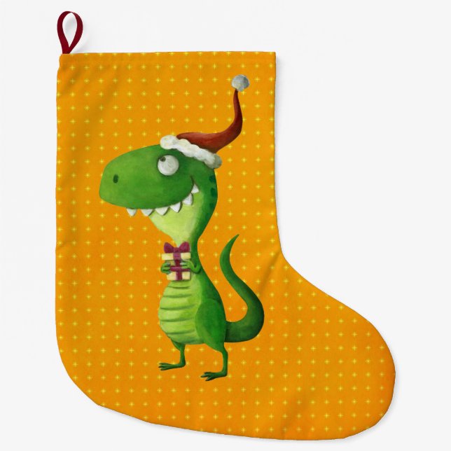 Niedliches Weihnachten T-rex Großer Weihnachtsstrumpf (Vorderseite)