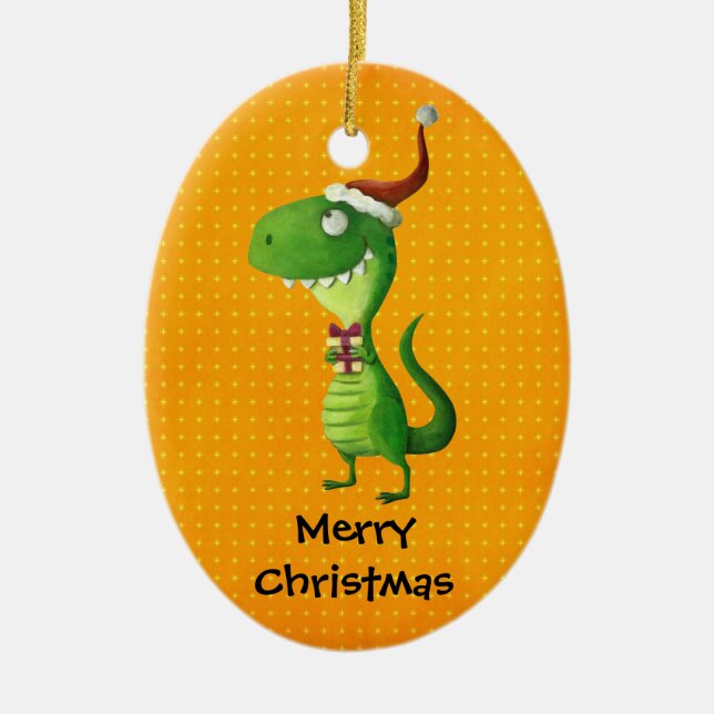 Niedliches Weihnachten T-rex Keramik Ornament (Vorne)