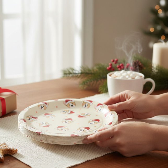 Niedliches Weihnachts-Corgi-Dog-Muster | Urlaub Pappteller (Von Creator hochgeladen)