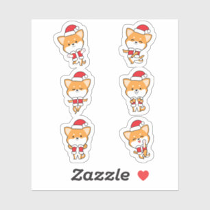Niedliches Weihnachts-Corgi-Dog-Sticker-Pack Aufkleber