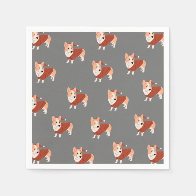 Niedliches Weihnachts Corgi Muster Serviette (Vorderseite)