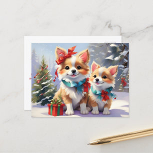 Niedliches Weihnachts-Corgis-Urlaubserlebnis Postkarte
