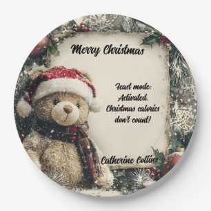 Niedliches Weihnachts-Teddybären-Illustrationsdesi Pappteller