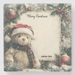Niedliches Weihnachts-Teddybären-Illustrationsdesi Steinuntersetzer