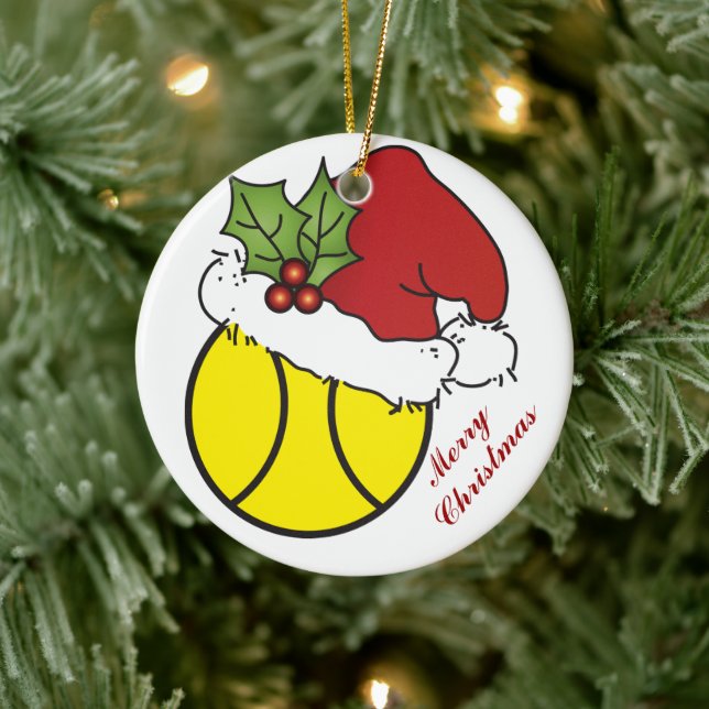 Niedliches Weihnachts-Tennisdesign Keramik Ornament (Baum)