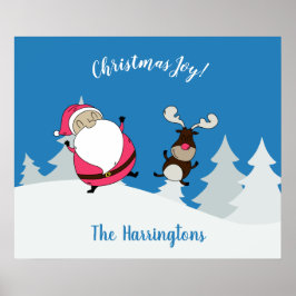 Niedliches Weihnachts- und Reindestatposter Poster