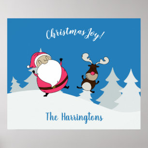 Niedliches Weihnachts- und Reindestatposter Poster