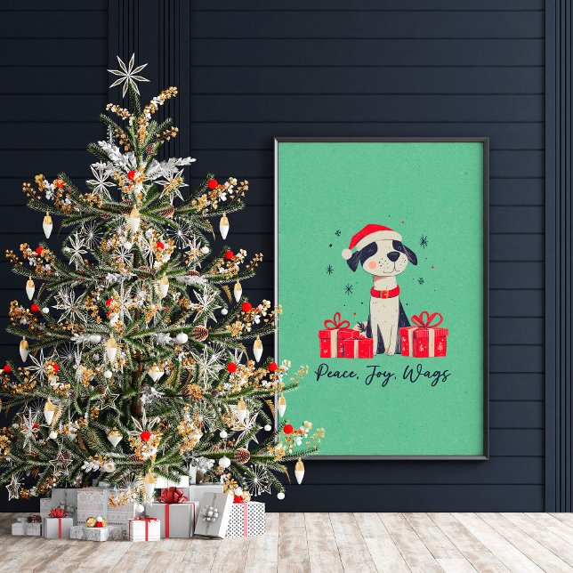 Niedliches Weihnachts-Welpenposter oder Dekoupage  Poster (Cute Christmas Puppy Art Poster or Decoupage Paper)