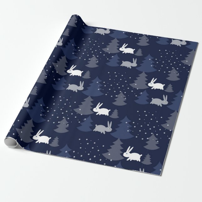 Niedliches Weihnachts-Winter/Navy-Weihnachtswrappi Geschenkpapier (Ungerollt)