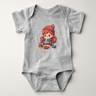 Niedliches Weihnachts-/Wintermädchen mit Kakao Baby Strampler