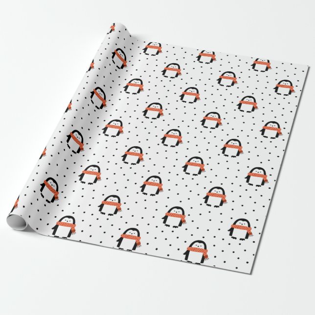 Niedliches Weihnachts-Winterpinguin-Wrapping-Papie Geschenkpapier (Ungerollt)