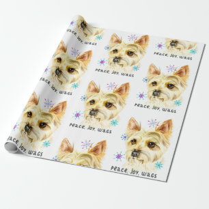 Niedliches Weihnachts-Yorkie Dog Peace Joy Wags Pa Geschenkpapier