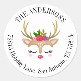 Niedliches Weihnachtsadressschild Runder Aufkleber