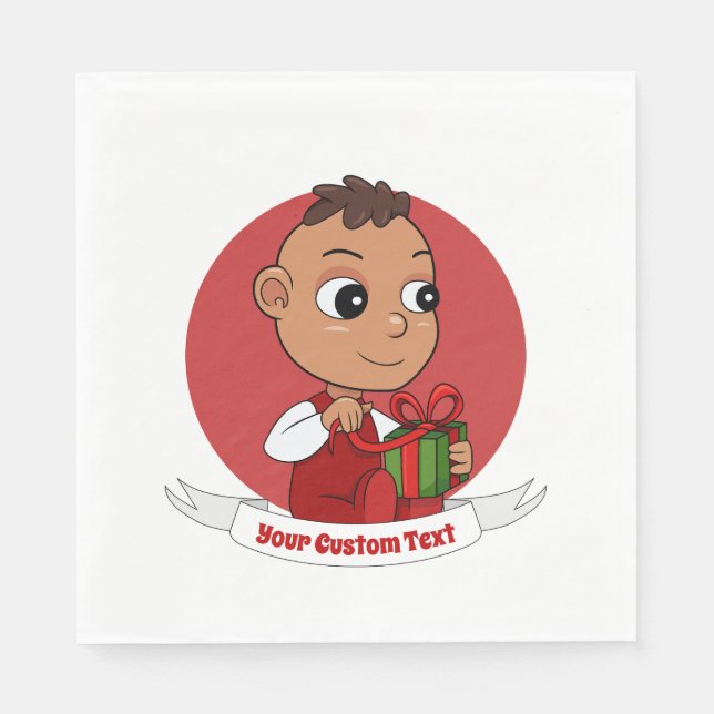 Niedliches Weihnachtsbaby Cartoon Napkins Serviette (Vorderseite)