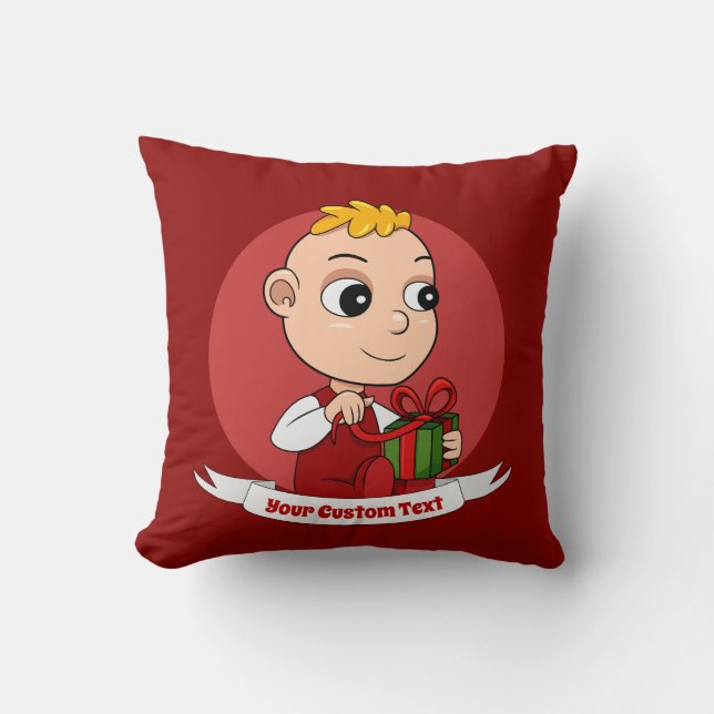 Niedliches Weihnachtsbaby Cartoon Throw Kissen (Vorderseite)