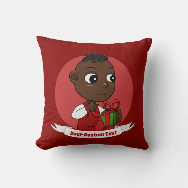 Niedliches Weihnachtsbaby Cartoon Throw Kissen (Vorderseite)