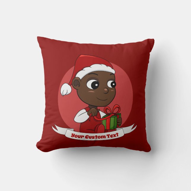 Niedliches Weihnachtsbaby Cartoon Throw Kissen (Vorderseite)