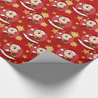 Niedliches Weihnachtsbaby Cartoon Wrapper Geschenkpapier