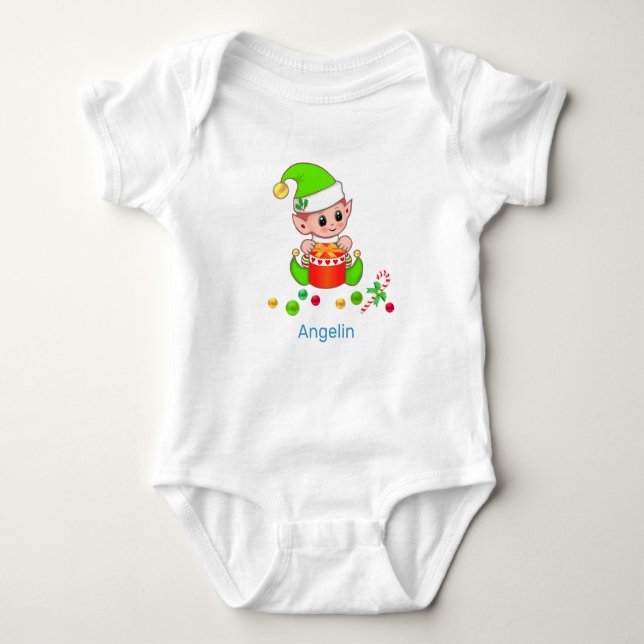 Niedliches Weihnachtsbaby Elf & Confetti Baby Strampler (Vorderseite)