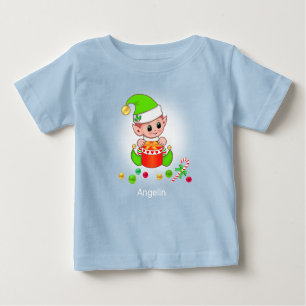 Niedliches Weihnachtsbaby Elf & Confetti Baby T-shirt