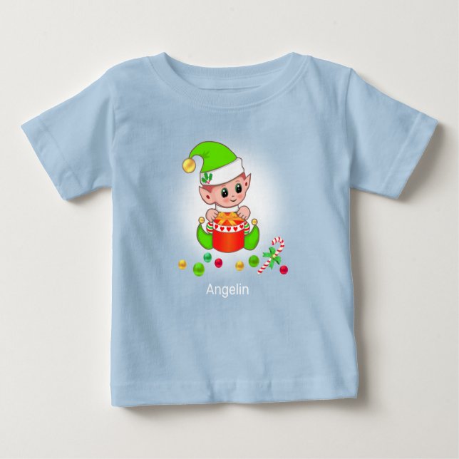 Niedliches Weihnachtsbaby Elf & Confetti Baby T-shirt (Vorderseite)