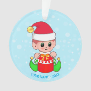 Niedliches Weihnachtsbaby Elf, Individuelle Name a Ornament