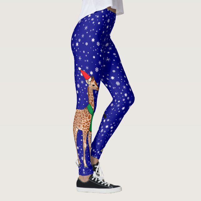 Niedliches Weihnachtsbaby Giraffe in einer Weihnac Leggings (Rechts)
